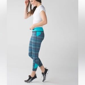 Lululemon Pace Rival Crop Pant Space Dye Twist Naval Blue Peacock Blue 6